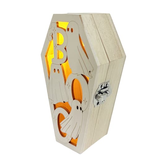 Michaels, 4.5" Ghost Coffin DIY LED Wood Décor by Make Market® – Category: DIY Wood & Ceramic Crafts